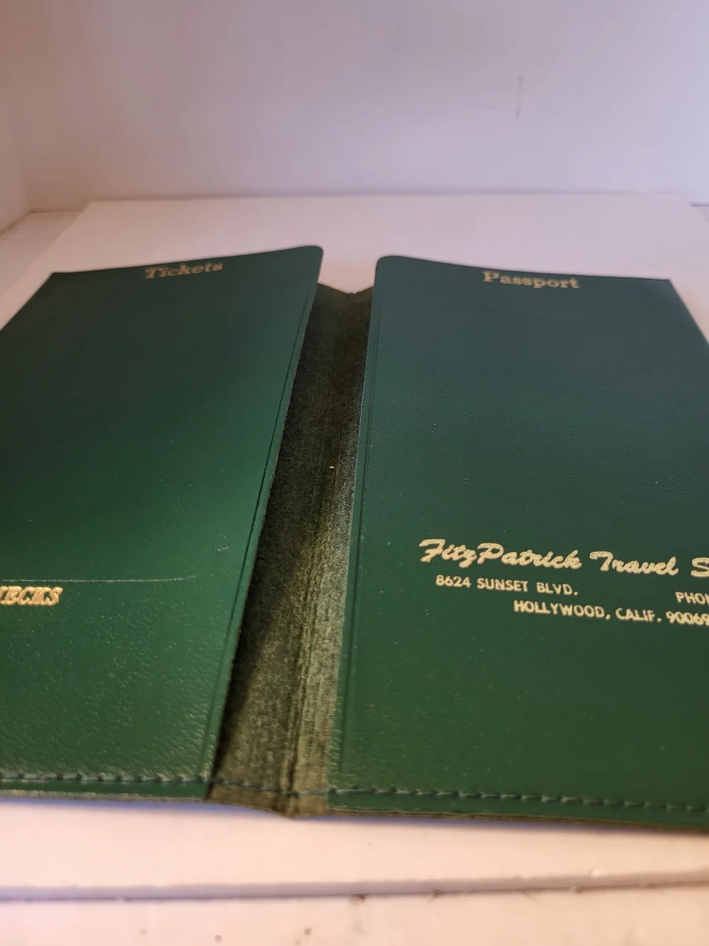 1960s Leather Travel Document Holder Fitzpatrick Travel Services Hollywood, CA